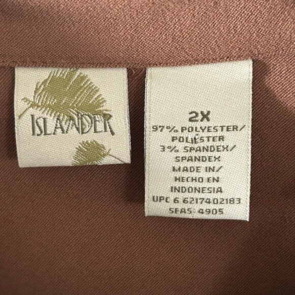 Islander Brown Collared Button Down Long Sleeve Shirt NWT 2X Plus Size READ - Picture 6 of 16